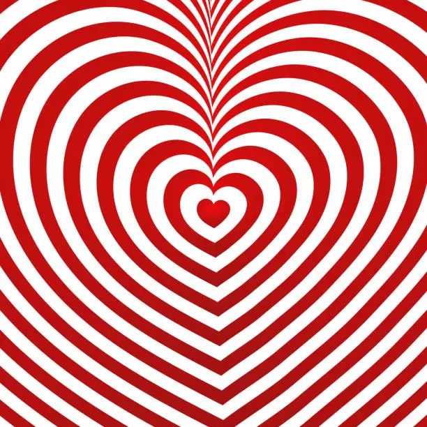 Vector illustration of Vector graphic with a red and white striped heart.