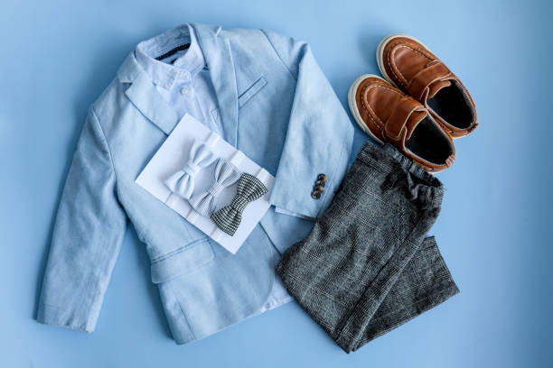 istock Stylish outfit for a boy, top view, flat lay 1488025109