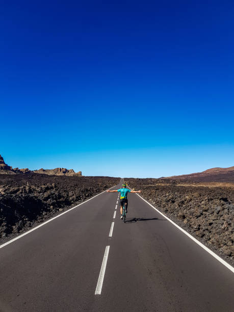 istock Cyclist on the road in Taide national park 1488025976