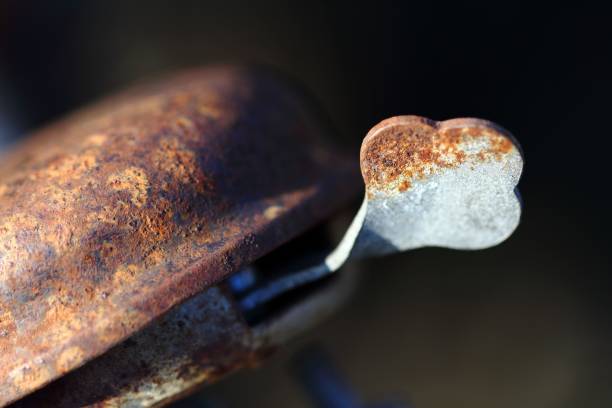 Macro shot of an old rusty cycle bell in Bavaria Germany