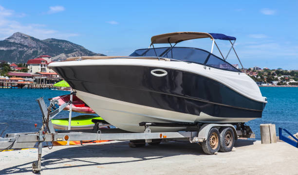 istock Motor yacht near the sea shore 1488033232