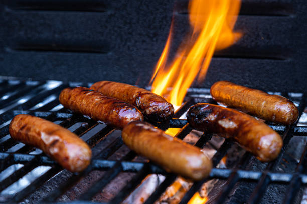 istock Grilled Beef Sausage in Flame 1488035855