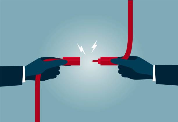 power ups connect the plug to start it, This is a set of business illustrations ups power supply stock illustrations