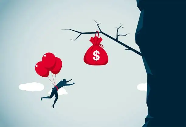 Vector illustration of money on the cliff