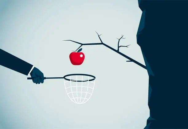 Vector illustration of Harvest the only apple