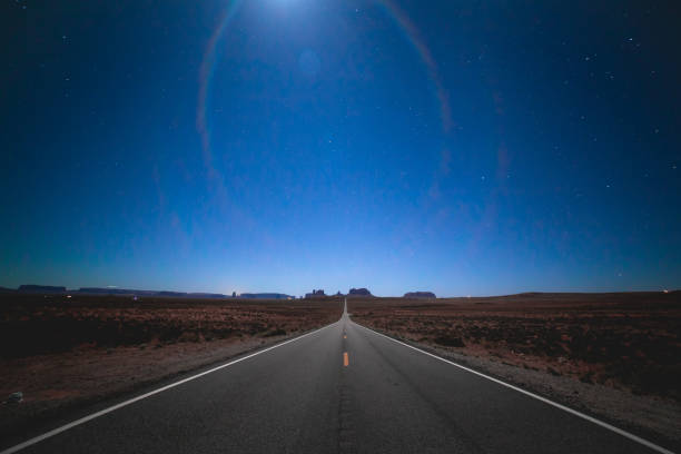 istock U.S. Route 163 through Monument Valley at night under stars 1488038621
