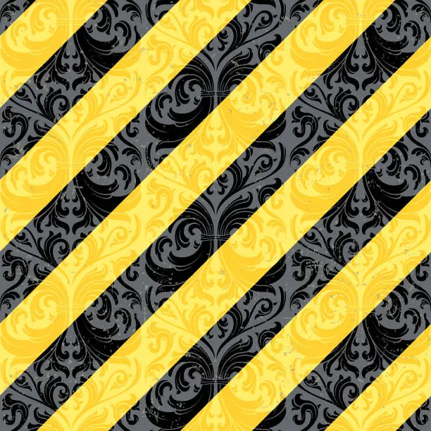 Vector illustration of yellow danger warning construction wallpaper vector illustration