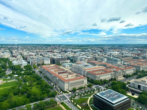 Seen from the air of Washington DC skyline