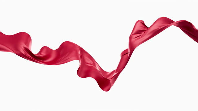Red silk fabric, red cloth material flying in the wind , 3d rendering.