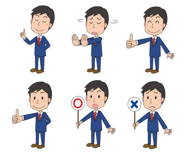 Vector illustration of Male office worker pose set