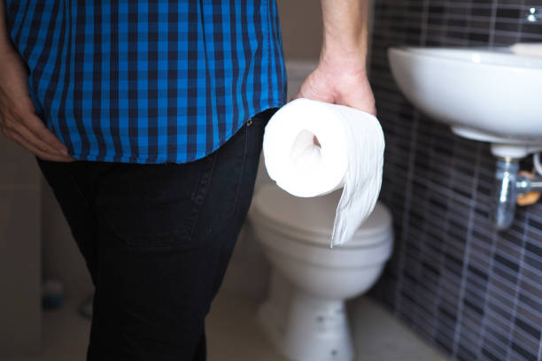 istock Men have abdominal pain. Want to shit. diarrhea concept 1488062592