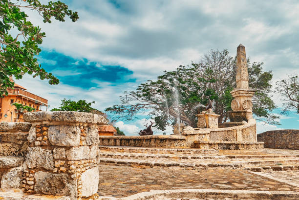 istock Medieval roman style stone streets in altos de chavon 1488062703