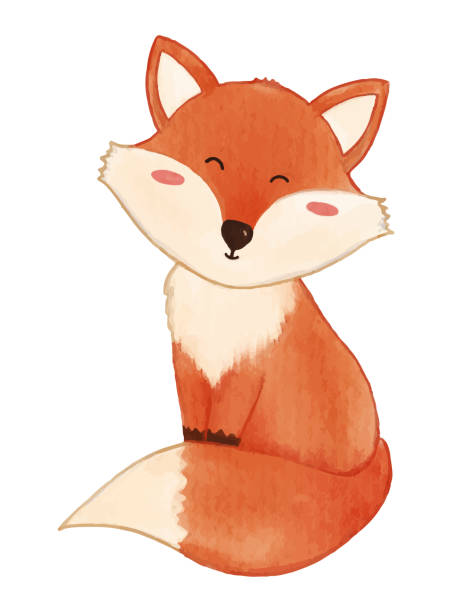 istock Fox is sitting . Watercolor paint design . Cute animal cartoon character . Vector . 1488065809