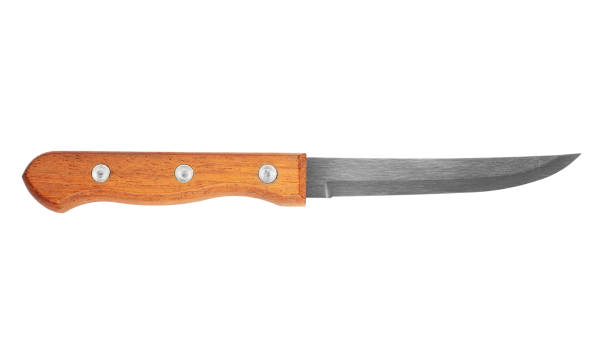 istock Old kitchen knife with wooden handle. Isolated on white background. 1488068486