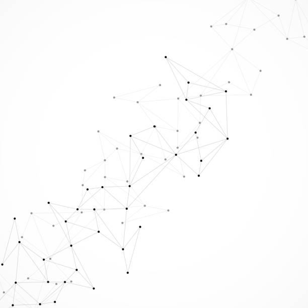 stockillustraties, clipart, cartoons en iconen met vector illustration of minimalistic design with connecting the dots and lines. abstract geometric background of science and technology concept - de puntjes verbinden