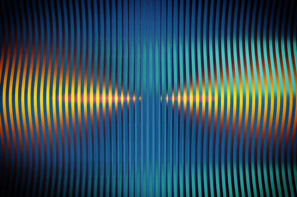 istock 3D Illustration , Abstract blue metal warped Diagonal Striped 1488083921