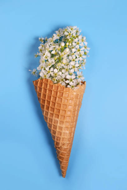 istock Ice cream waffle cone with flowers 1488090009