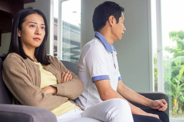 istock Couples are bored, stressed, upset and irritated. Family crisis 1488092828