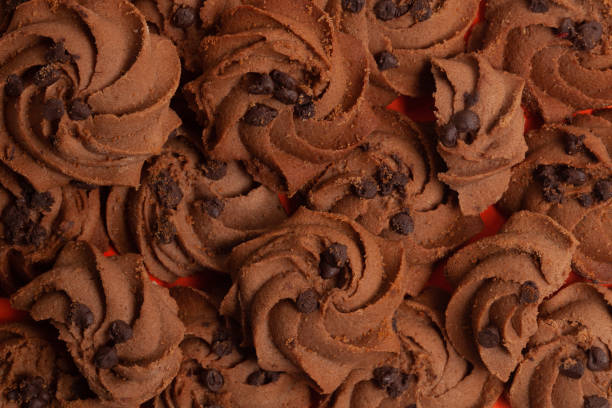 istock Group of assorted dark chocolate chip cookies. Top view. 1488093598