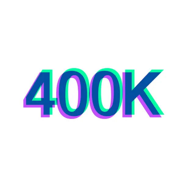 Vector illustration of 400K, 400000 - Four hundred thousand. Icon with two color overlay on white background