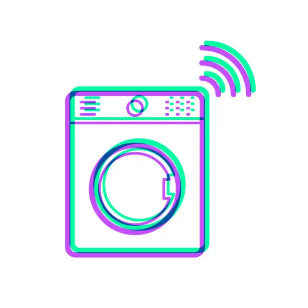 Vector illustration of Smart washing machine. Icon with two color overlay on white background