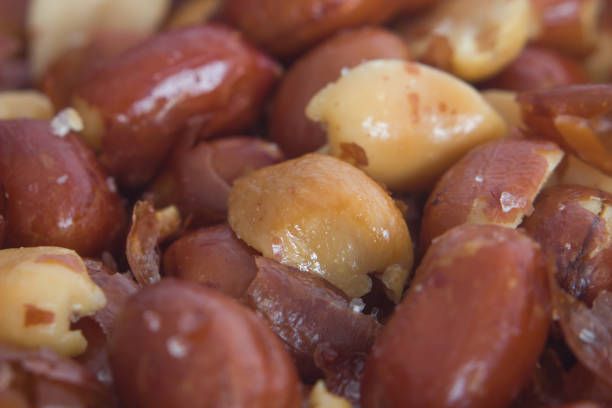 Fried peanuts with skin and salt ready to eat