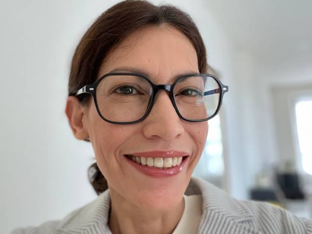 istock Happy woman with eye glasses 1488103839