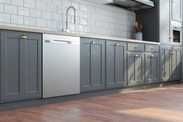 Close-up View Of Kitchen Cabinets And Dishwasher