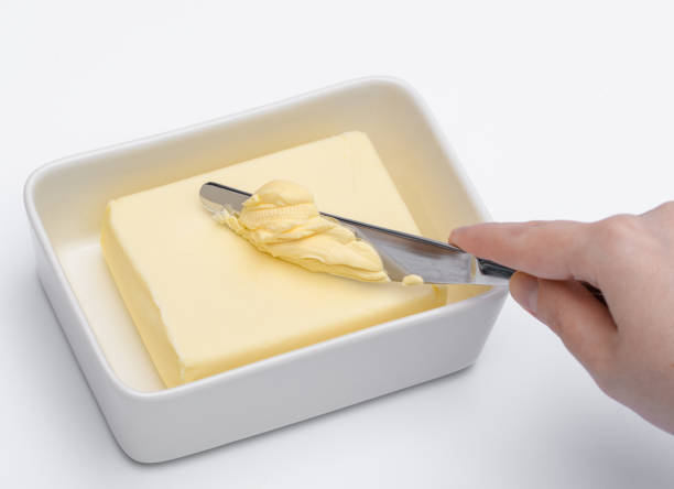 istock Butter in a butter dish and a knife 1488110163
