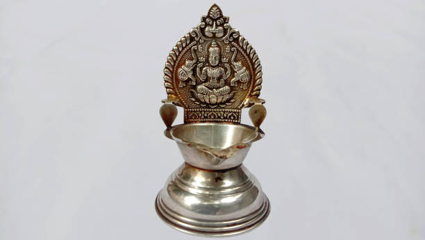 istock Antique Brass Diya For Puja lamp silver 1488111709