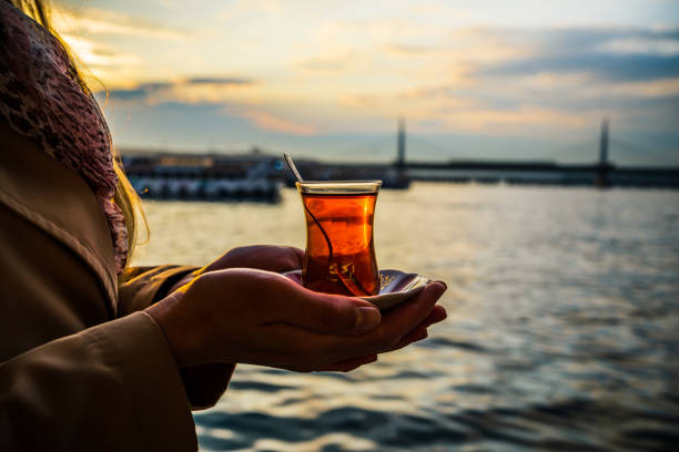 istock Woman with Turkish tea cup in Istanbul 1488114898