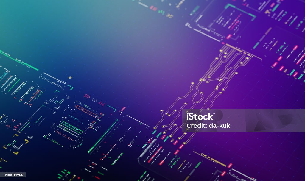 Background Digital Program Modern Digital Background With Code And Pcb Empty Space For Text Or ...