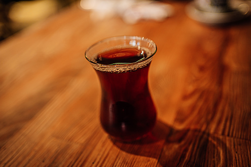 Turkish tea in a traditional teacup in Istanbul, Turkey