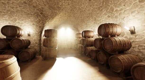 istock Realistic 3D Render of Wine Cellar 1488117381