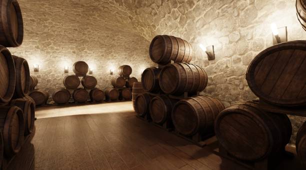 istock Realistic 3D Render of Wine Cellar 1488117387
