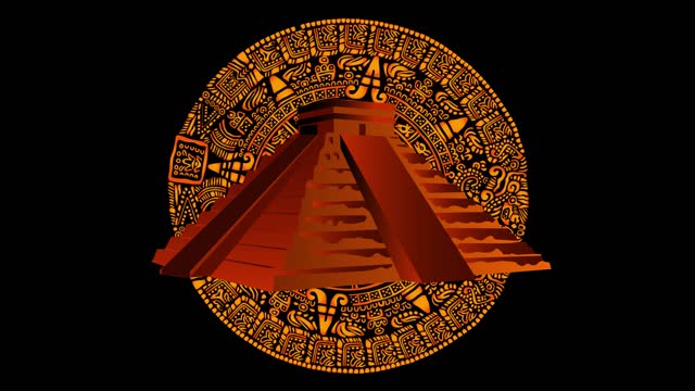 Animation of the pyramid and the calendar of the ancient Mayan peoples