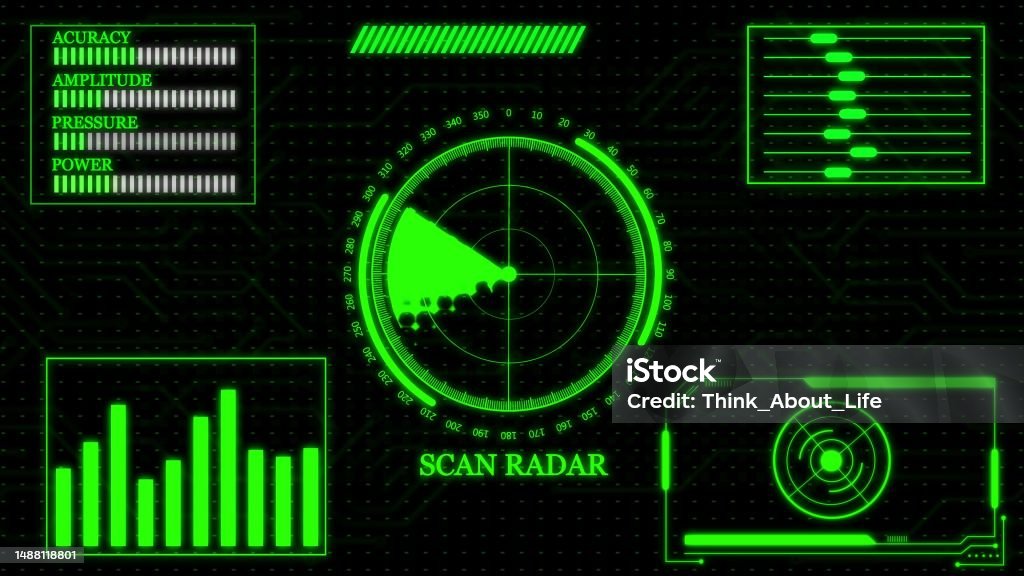 Futuristic User Interface Technological Background Radar Screen With futuristic-user-interface-technological-background-radar-screen-with