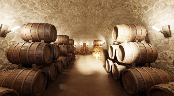 istock Realistic 3D Render of Wine Cellar 1488119056