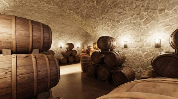istock Realistic 3D Render of Wine Cellar 1488119057