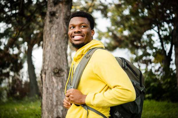 istock Young African American backpacker exploring new places 1488124791
