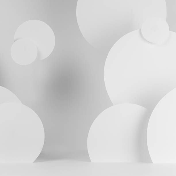 istock White soft light abstract stage mockup in with soar circles  as decoration in futuristic simple style, scene template for presentation, showing of cosmetic products, goods, design, sale, square. 1488124877