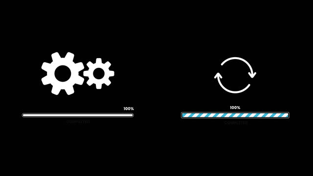 Updating Progress Bar Set Animation. 4K Alpha Channel Video on Transparent Background.
