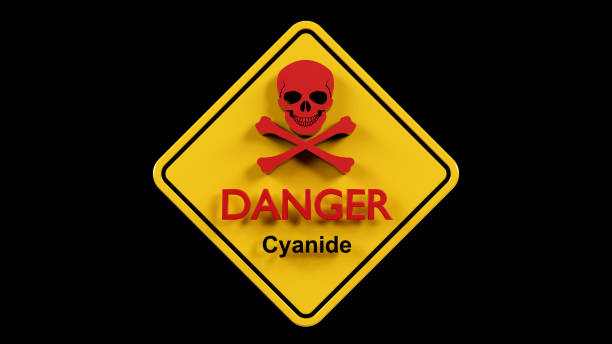 3d rendering of Danger Cyanide Symbol Sign on black background