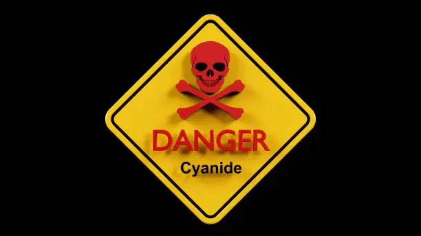 3d rendering of Danger Cyanide Symbol Sign on black background