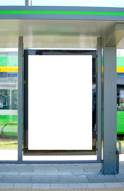 istock Outdoor advertising billboard at the tram stop. 1488130066