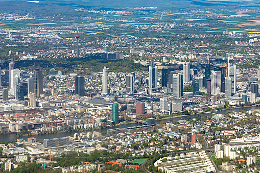 aerial of Frankfurt am Main, Germany on daytime