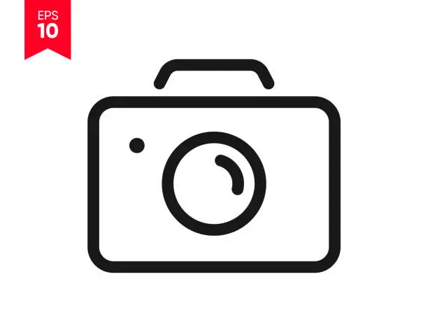 Vector illustration of Line flat camera icon symbol. Photograph sign. Photo icon. Cam sign. Take a picture symbol for mobile app, website, UI UX