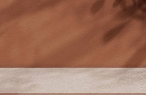 istock Autumn background with Leaves shadow on beige concrete wall texture backdrop,Fall scene display for Beauty cosmetic product promotion,Nude Colour Cement Studio Minimal showcase 1488133787