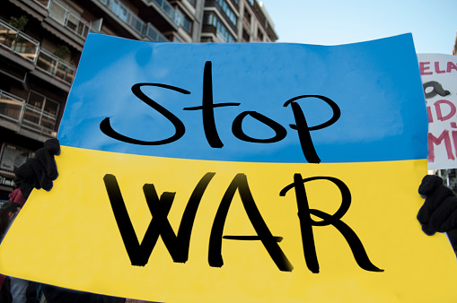 Banner at demonstration against the war in Ukraine