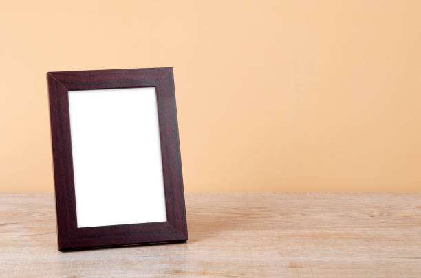 istock The Vertical wooden frame Standing on the table. Save clipping path. 1488140205